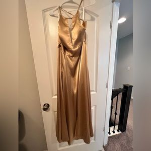 David’s Bridal -Signature collection sz 14 Long High neck with ill, color-golden